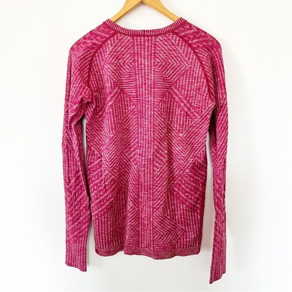 Lululemon Rest Less Heathered Berry Rumble Textured Slim Fit Long Sleeve Shirt - Picture 3 of 10